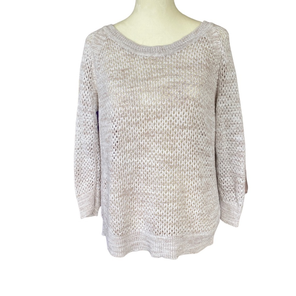 New York & Company long sleeve tan cream sweater top shirt womenโs size medium